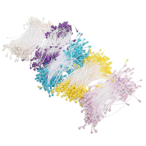 Artificial Flower Stamens Double Heads for DIY Projects 750Pcs Assorted Color