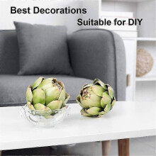 3-Pack Large Green Faux Artichokes - Artificial Vegetables and Fake Fruits for Kitchen Decorations
