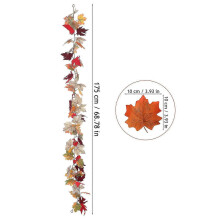 Artificial Autumn Maple Leaf Garland for Thanksgiving Halloween Party Home Decor Made with Silk And Plastic 1Set