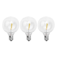 3Pcs G40 Led Replacement Light Bulbs, E12 Screw Base Shatterproof LED Globe Bulbs compatible with Solar String Lights Warm White