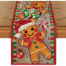 Weihnachtlicher Tischläufer Dekorativ Lebkuchen Braun 40 x 180 cm — weihnachtstischdecke, tischtextilien