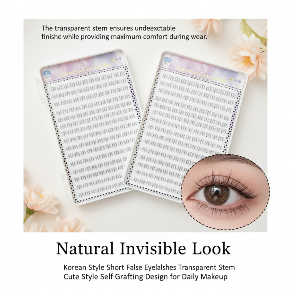 Roc-Electron (32 Row) Korean False Eyelashes, Transparent Stem, Self-Grafting