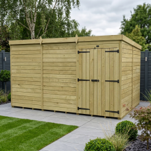 12 x 8 Pent Shed Tanalised (Double Door, No Windows)