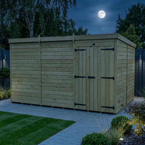 12 x 8 Pent Shed Tanalised (Double Door, No Windows) 2