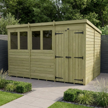 12 x 8 Pent Shed Tanalised (Double Door, With Windows)