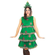 (M) Christmas Tree Costume 5 Pcs Women Christmas Tree Dress With Bag Headband Glasses And Socks Cosplay Outfit For Adult_fusmg