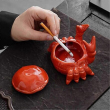 Crab Ashtray with Lid for Indoor or Outdoor Use