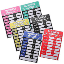 Store Hours Signs, PVC Oil-Proof Business Opening Time Stickers with Numbers for Restaurant Door Window, 6Pcs Set