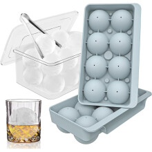 WIBIMEN Large Round Ice Cube Mold, 2.5 Inch Reusable Whiskey Ice Ball Tray for Freezer, Easy-Release Cocktail Ice Maker (8 Balls)
