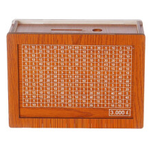 Money Saving Box, Wooden Cash Vault for Kids and Adults, Reusable Money Box with Countdown and Money Target 3000