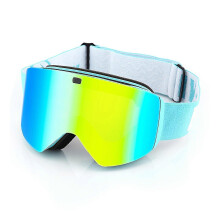 (Blue Sky Blue lens) Cylindrical Double Layer Ski Goggles Comfortable Windproof Snow Goggles For Skiing Snowmobiling_fusmg