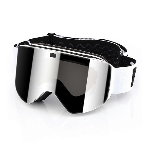 (White Silver lens) Cylindrical Double Layer Ski Goggles Comfortable Windproof Snow Goggles For Skiing Snowmobiling_fusmg