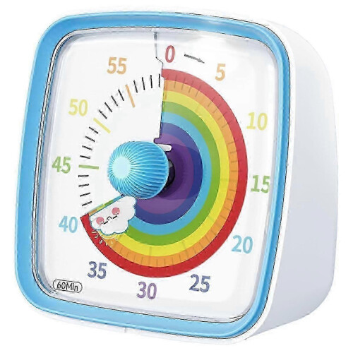 60-Minute Visual Timer with Night Light & Countdown Feature, Pomodoro Timer in Rainbow Pattern