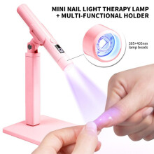 (Green) Pink Handheld Nail Lamp with 360 Rotating Stand, Multi-Functional Nail Art Light for Acrylic Nails