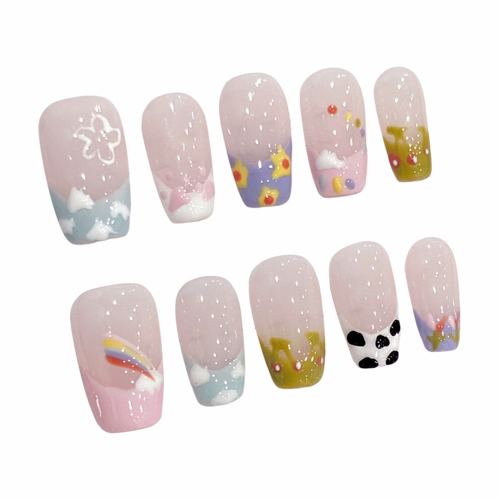 Hue-Grain (Xs) French Tip Glossy False Nails - Zero Pressure
