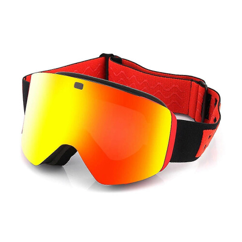 (Black Red lens) Cylindrical Double Layer Ski Goggles Comfortable Windproof Snow Goggles For Skiing Snowmobiling_fusmg
