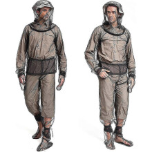 (M) 4 Pieces Mosquito Suit, Light-weight Bug Repellent Jacket Hood & Pants Net Clothing Set For Men & Women