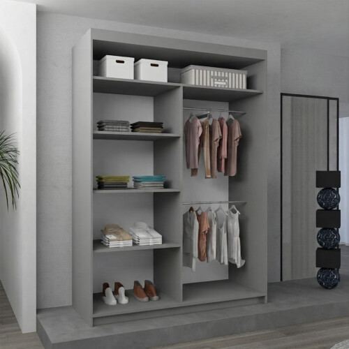 MN Furniture (120cm, Grey ) Eclipse Double Mirror Sliding Door Wardrobe 2