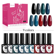 (Plastic bottle 9 color suit 10) New 9-Color Gel Nail Polish Set Cherry Milk White Nude Cat Eye Gel Soak Off UV LED Factory Direct