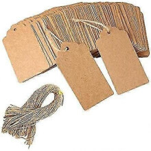 100 Pcs Kraft Paper Gift Tags - Brown Rectangle Craft Hang Tags_fusmg