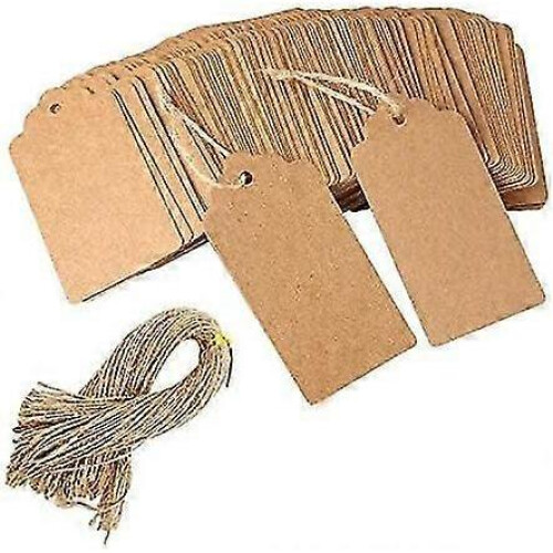 100 Pcs Kraft Paper Gift Tags - Brown Rectangle Craft Hang Tags_fusmg