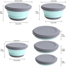 Outdoor Portable Foldable Silicone Camping Bowl with Lid 3 Pcs (green, Three Sizes) (4-d-w)_m24