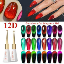 (Scepter Bottle 12D Gem Cat's Eye 08) New Gem Cat Eye Gel Nail Polish Set 12D High Density Sparkle Aurora Stone Effect DIY Long-Lasting Shine