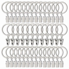 40 Pack Curtain Rings with Clips, 1.26 Inch Inner Diameter Drapery Rings for Hanging Curtains and Drapes