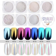 (B-02) Unicorn Aurora Mirror Nail Powder Holographic Mermaid Shell Wave Super Fine Glitter Chrome Effect