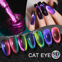 (Green Bottle-9D Cat Eye Gel B20-03#) AS New 9D Cat Eye Gel Polish High Density Magnetic Powder Flash Jelly Salon Use 15ml