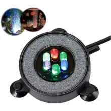 6-Color LED Aquarium Air Stone Bubble Light - Submersible Fish Tank Decoration with RGB Lighting