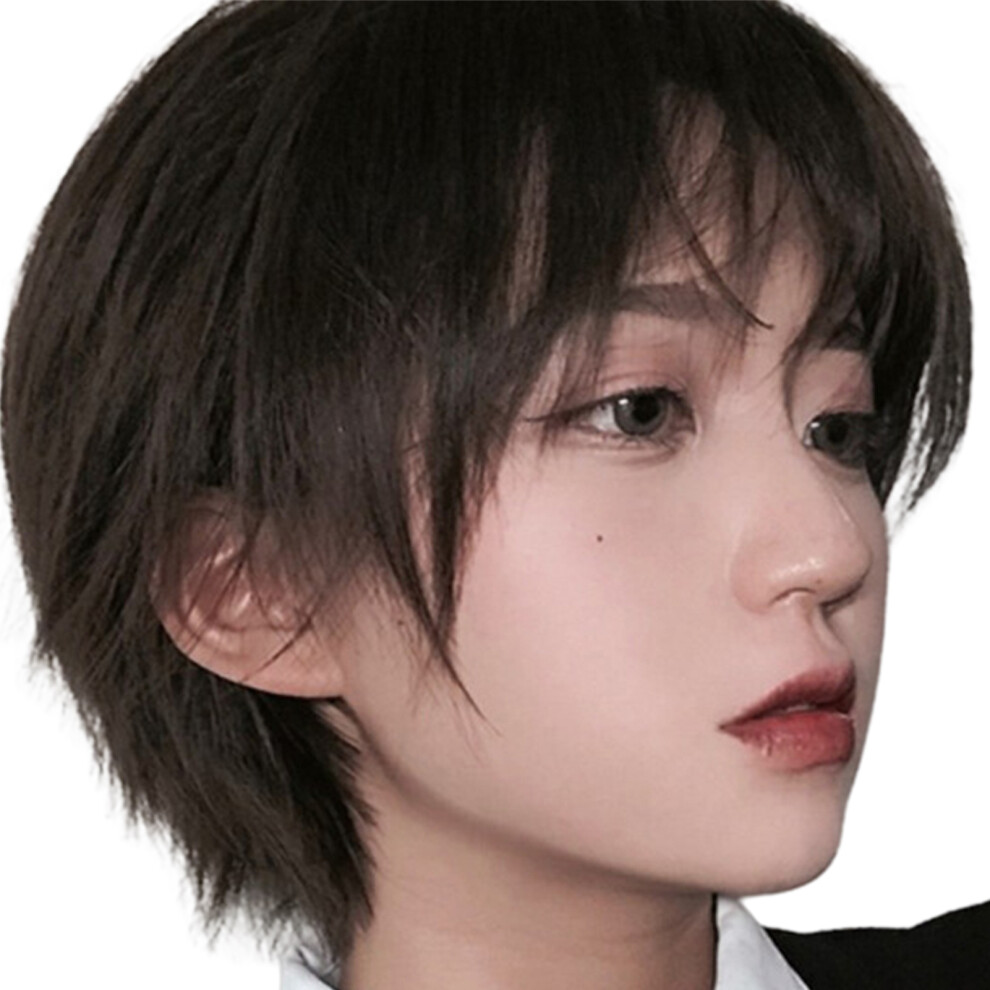 Hue-Grain Short Wig With Bangs - Natural Hair Extensions