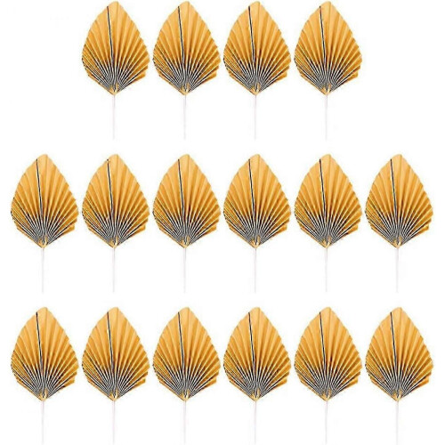 16pcs Folding Fan Cake Topper Anniversary Cake Decor Decorative Leaf Toppers