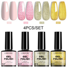 (ZH780-6) LIMEGIRL Gel Nail Polish Set 4 Colors New Nail Art Gel Polish Barbie Manicure Nail Polish Set Long-lasting Shiny Easy Apply
