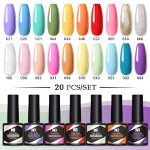 (08) Nee Jolie 20 Colors Gel Nail Polish Set, New Trendy Shades Soak Off Art UV Nail Gel, High Gloss Long Lasting for Home Salon