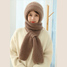 (Khaki) Women\'s Knit Scarf Hat Set - Windproof Winter Wear