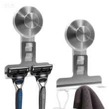 Zuignaphouder voor Scheerapparaat voor Douchewand, 2-Pack, Robuuste Zuignappen van 15 Lbs voor Scheermes, Handdoek, Telefoon, Luffaspons