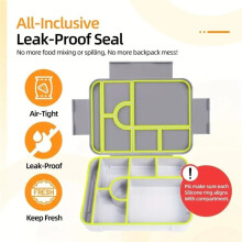 Bento-Lunchbox, 1330 Ml, Auslaufsichere Bento-Box für Erwachsene, Lebensmittelbehälter mit 6 Fächern und Besteckset