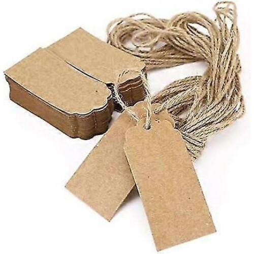 100 Pcs Kraft Paper Gift Tags - Brown Rectangle Craft Hang Tags_fusmg 1