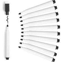 Small Whiteboard Pens, 10pcs Black Dry Wipe Whiteboard Marker Pens with Eraser Fine Tip Whiteboard Pen for Kids_m24
