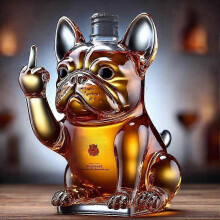 (Dog, Black sticker) Funny French Bulldog Whiskey Bottle Decanter - Unique Liquor Dispenser For Home Bar Wine Lovers_fusmg