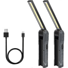 2-Pack Magnetic Rechargeable LED Work Lights - Foldable Flashlights for Inspections, Camping, and Car Repairs