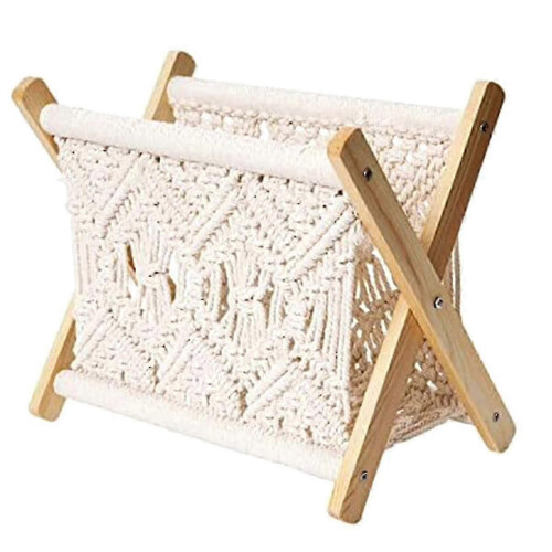 Boho Magazine Rack, Rope Woven Newspaper Rack