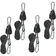 4 Heavy-Duty 150lb Rope Ratchet Tie-Downs with Hooks - Adjustable Straps for Plant Lamps, Tarps & Cargo Securing