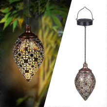 Solar-Powered Hanging Garden Lantern with Metal Frame - Weatherproof Outdoor Decoration Light for Patio & Pathway Illumination