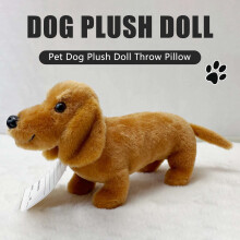 (Light Brown) Soft Sausage Dog Plush Pillow - Kids Gift
