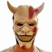 (White) Spooky Halloween Latex Mask For Adults - Scary Movie Inspired Costume Prop For Parties Cosplay Events_fusmg