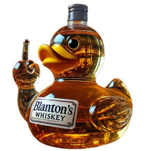 (Ducks, White sticker) Funny French Bulldog Whiskey Bottle Decanter - Unique Liquor Dispenser For Home Bar Wine Lovers_fusmg