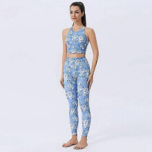 (XL) Womens Quick-dry Yoga Set - Printed High-waist Leggings Sports Bra For Yoga Gym Fitness _f