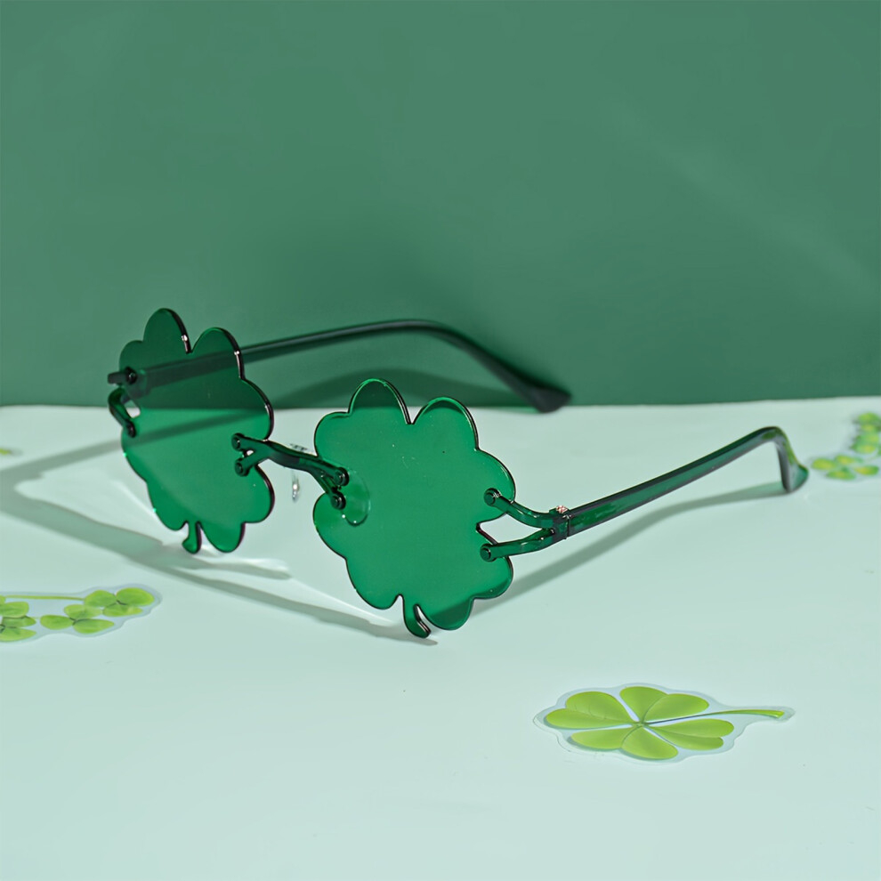 Creation-3C (Dark Green) Trendy Clover Rimless Candy Sunglasses